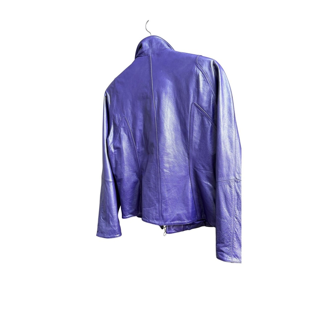 NEw Vintage Y2K Wilsons Leather Jacket Limited Edition Metallic Purple Mock XL - Picture 4 of 13